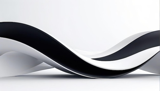 A smooth abstract design featuring flowing black and white curves emphasizing elegance and modernity