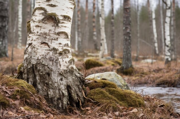 Photo smooth birch tree trunk