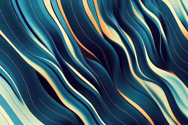 Smooth blue waves abstract trendy pattern background digital illustration