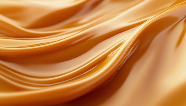 Photo smooth caramel fabric draping elegantly under soft lighting