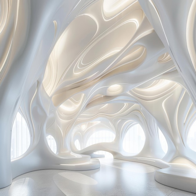 Smooth curves create an organic aesthetic within the futuristic interior