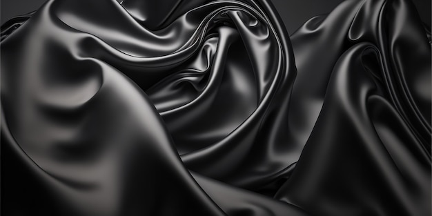 Smooth elegant black silk or satin texture as abstract background Luxurious background design