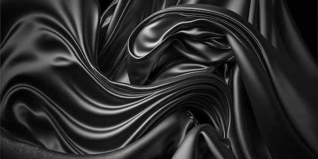 Smooth elegant black silk or satin texture as abstract background Luxurious background design