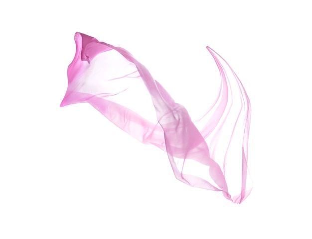 Smooth elegant transparent pink cloth, Flying Blowing  Silk, Texture of flying fabric. Isolated with clipping paths over White Background.