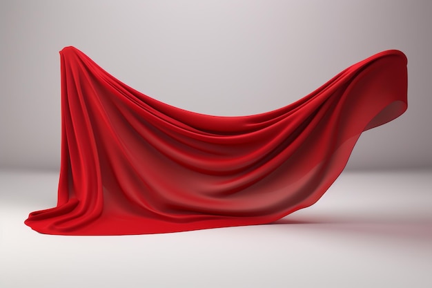 Smooth elegant transparent red cloth separated on gray background