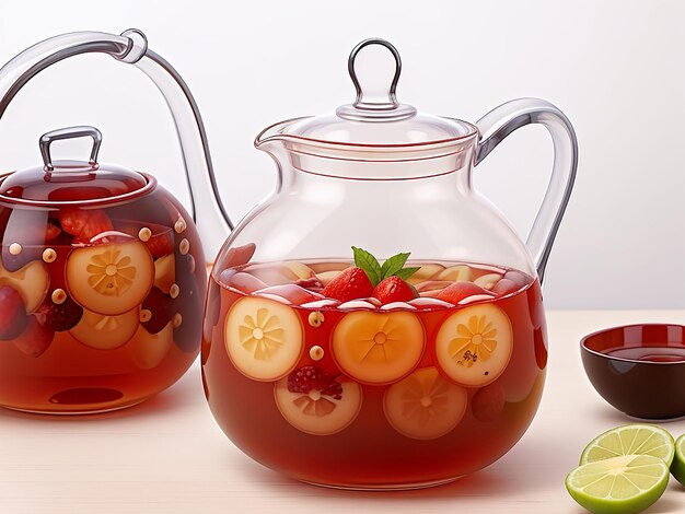 Smooth glass teapot with fruit tea