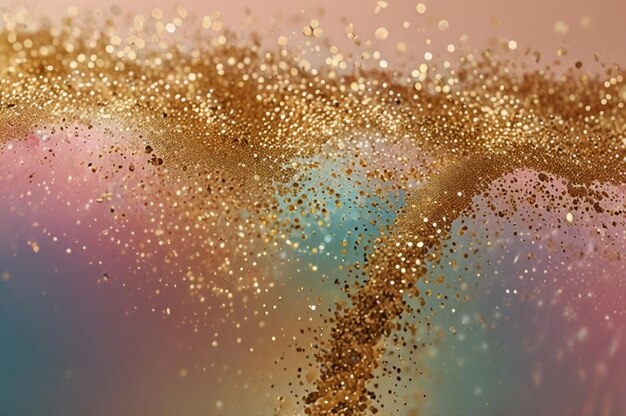 Smooth gold glitter wave on a soft pastel background