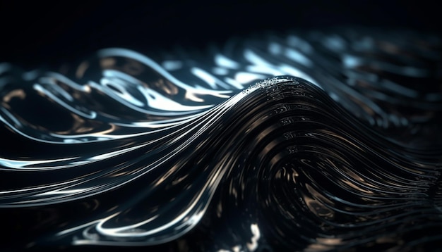 Smooth metallic wave pattern reflects futuristic creativity generated by AI