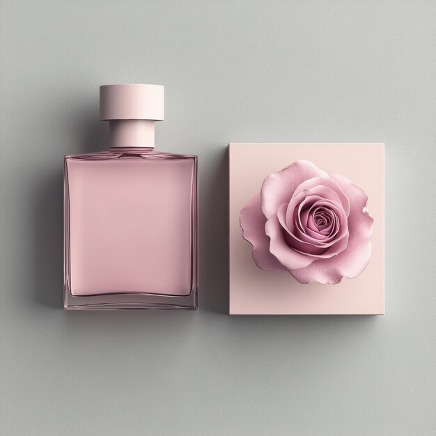 Photo smooth pastel rose bottle and box create serene and elegant display