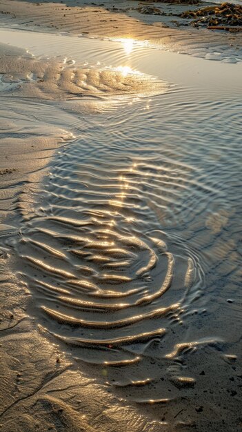 Photo smooth ripples in sand at a beach captured at sunrise or sunset