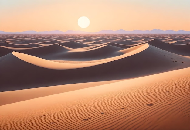 Smooth sand dunes with soft shadows during sunset Sharp rocks with harsh shadows during sunrise