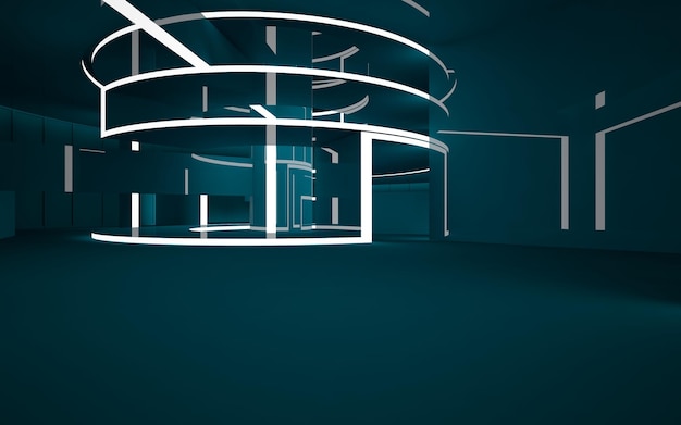 smooth turquoise interior 3D illustration rendering