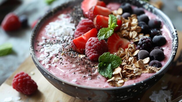 Smoothie Bowl with Fresh Fruits and Chocolate VanillaOat Smoothie Bowl