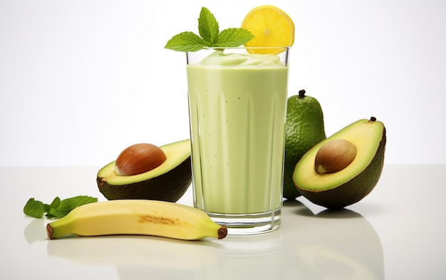 Smoothie Delight Avocado Banana on White Background