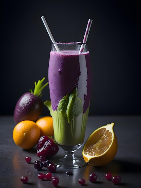 Smoothie with a fruits of exotic fruits like