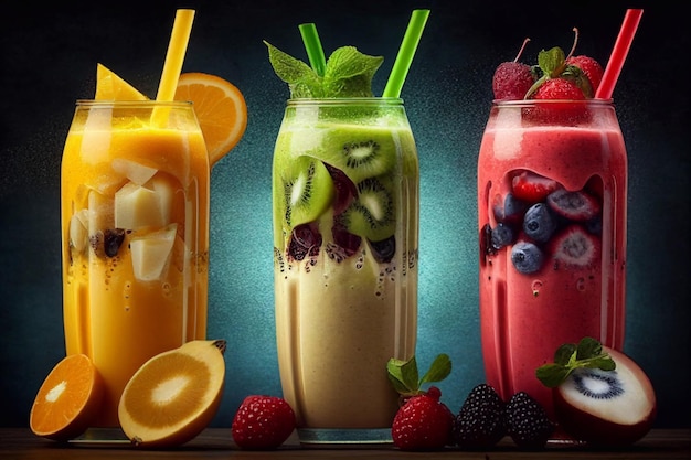 Smoothies fresh juices AI Generated