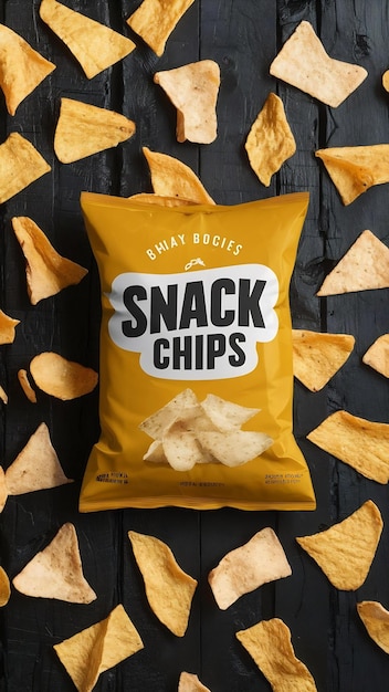 Photo snack chips bag mockup