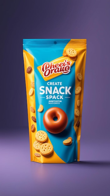 Photo snack packaging 3d illustration mockup scene on isolated background