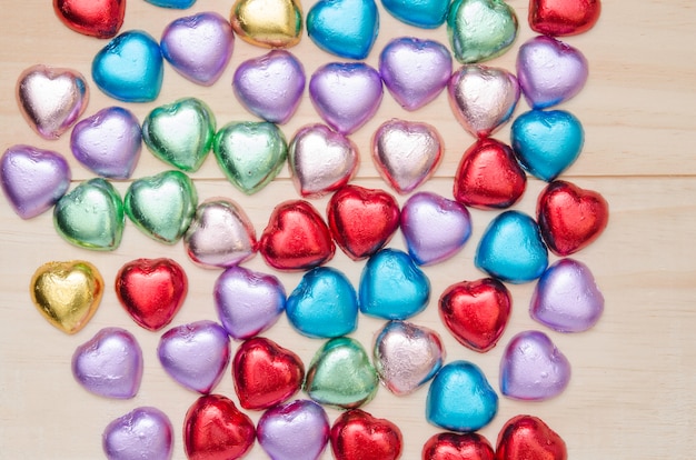 snack shape heart on wood background