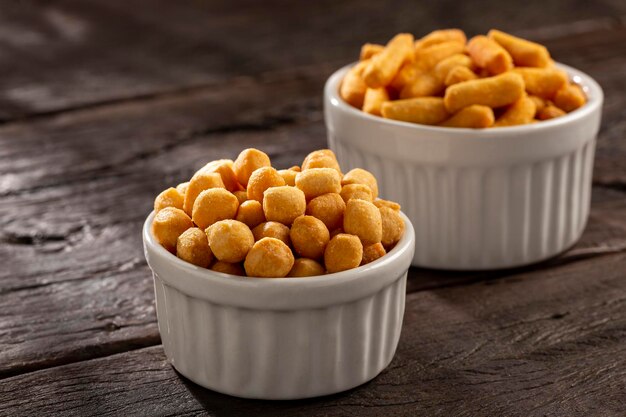 Snacks in ramekin on the table