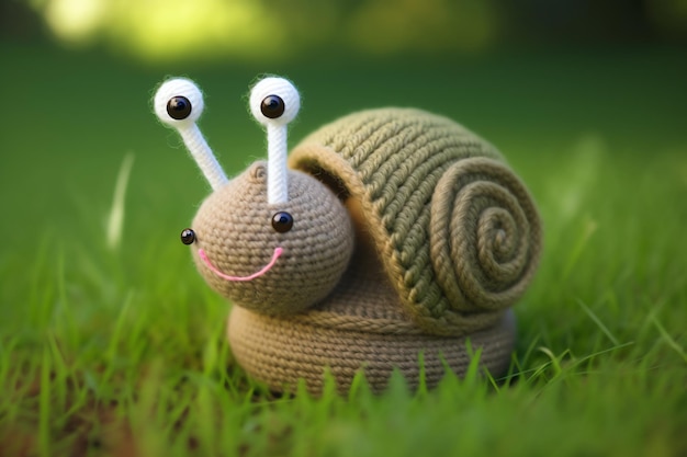 Snail knitting art illustration cute