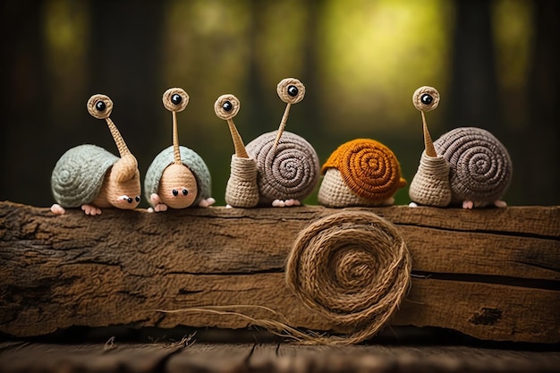 Snail knitting art illustration cute