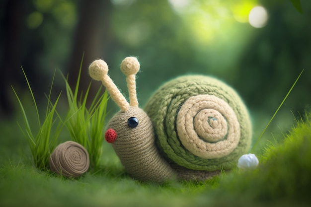 Snail knitting art illustration cute