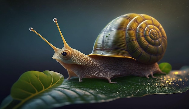 A snail on a leaf Generative AI