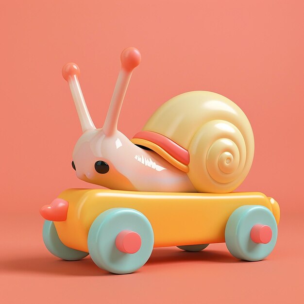 Photo a snail toy with a pink nose and a white nose