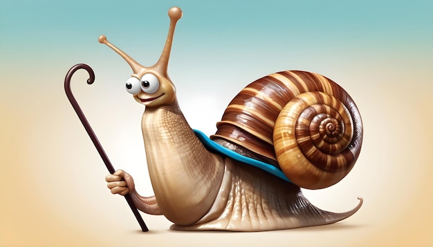 the Snail with a bowtie and a cane