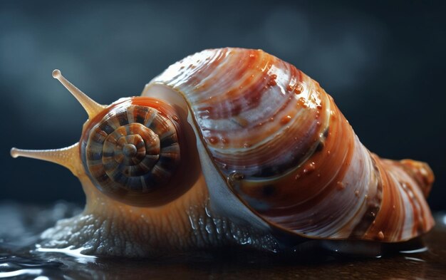 A snail with a shell on it