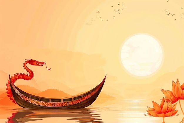 snake boat indian illustration background