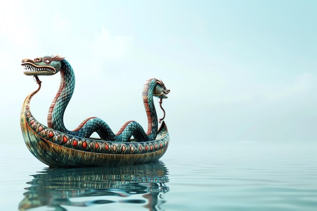 snake boat indian illustration background