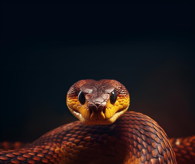 Snake closeup on black background