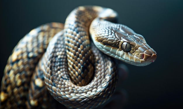 Snake curled around thumb