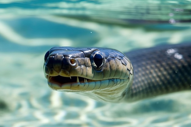 Snake is underwater Beautiful illustration picture Generative AI