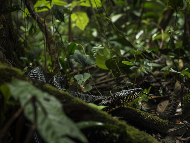 Photo a snake in the jungle with a snake on the top