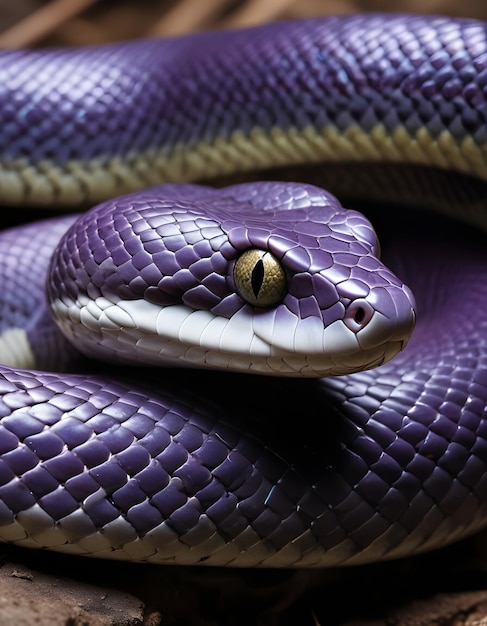 A snake likely a venomous species with its head and scales visible