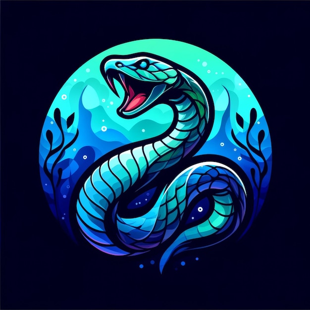 Snake logo with open mouth in various themes and colors