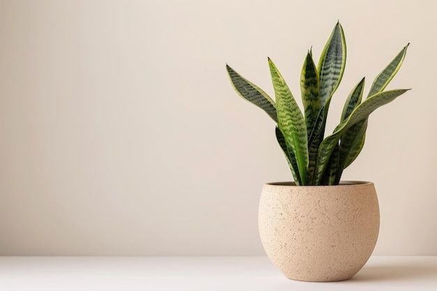 Photo snake plant in a beige pot