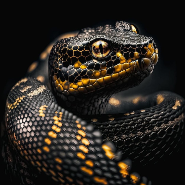 A snake with a black and yellow pattern