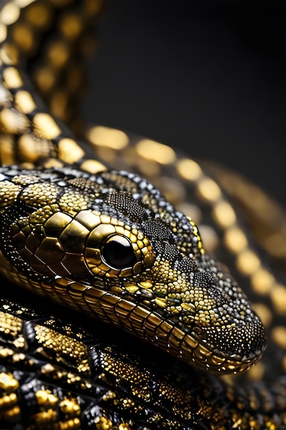 A snake with a gold pattern on its skin