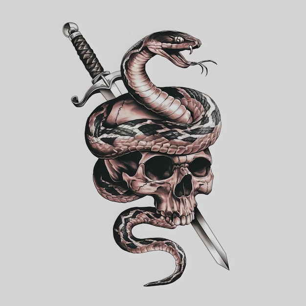 a snake with a knife and a knife on it