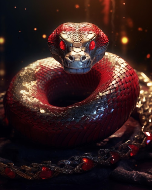 Snake with red eyes digital art