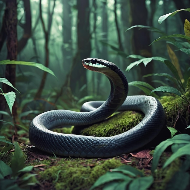 a snake with a snake on its head is in the jungle