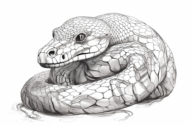 A snake with a white background.