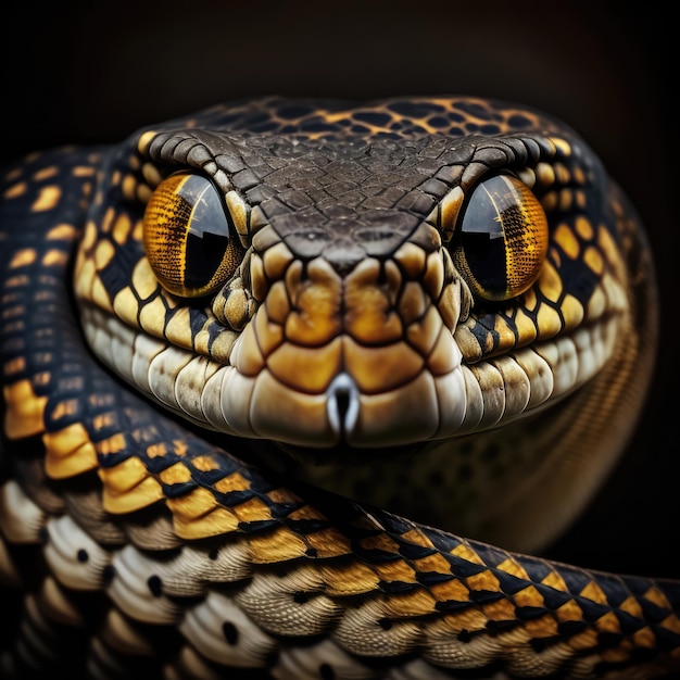 A snake with a yellow ring around its eye