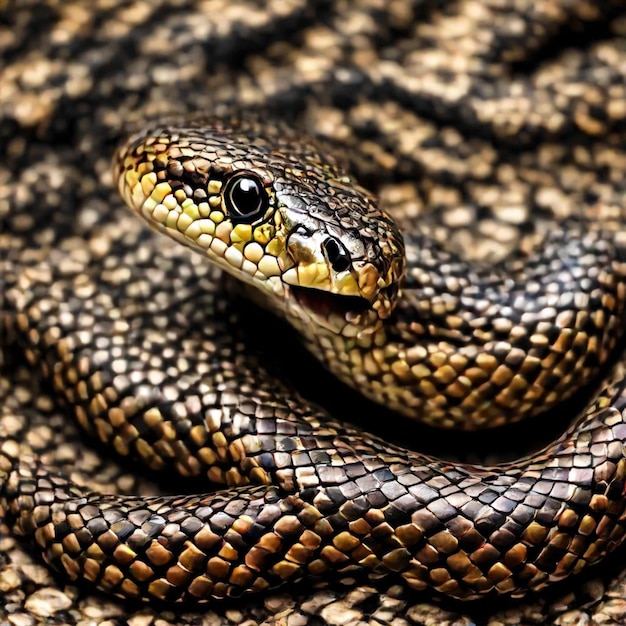 a snake with a yellow spot on its head