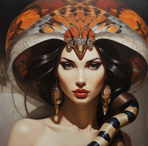 Snake and woman beautiful art