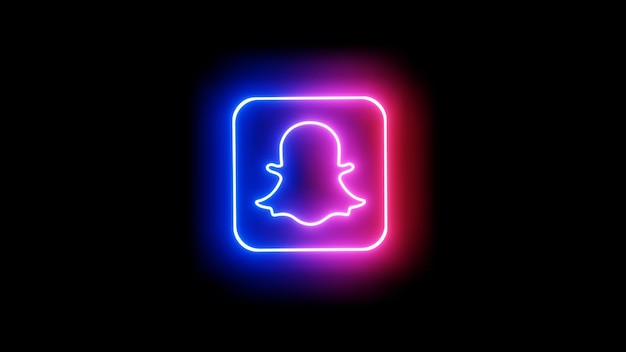 Snapchat logo in neon light neon sign and neon light concept editorial image